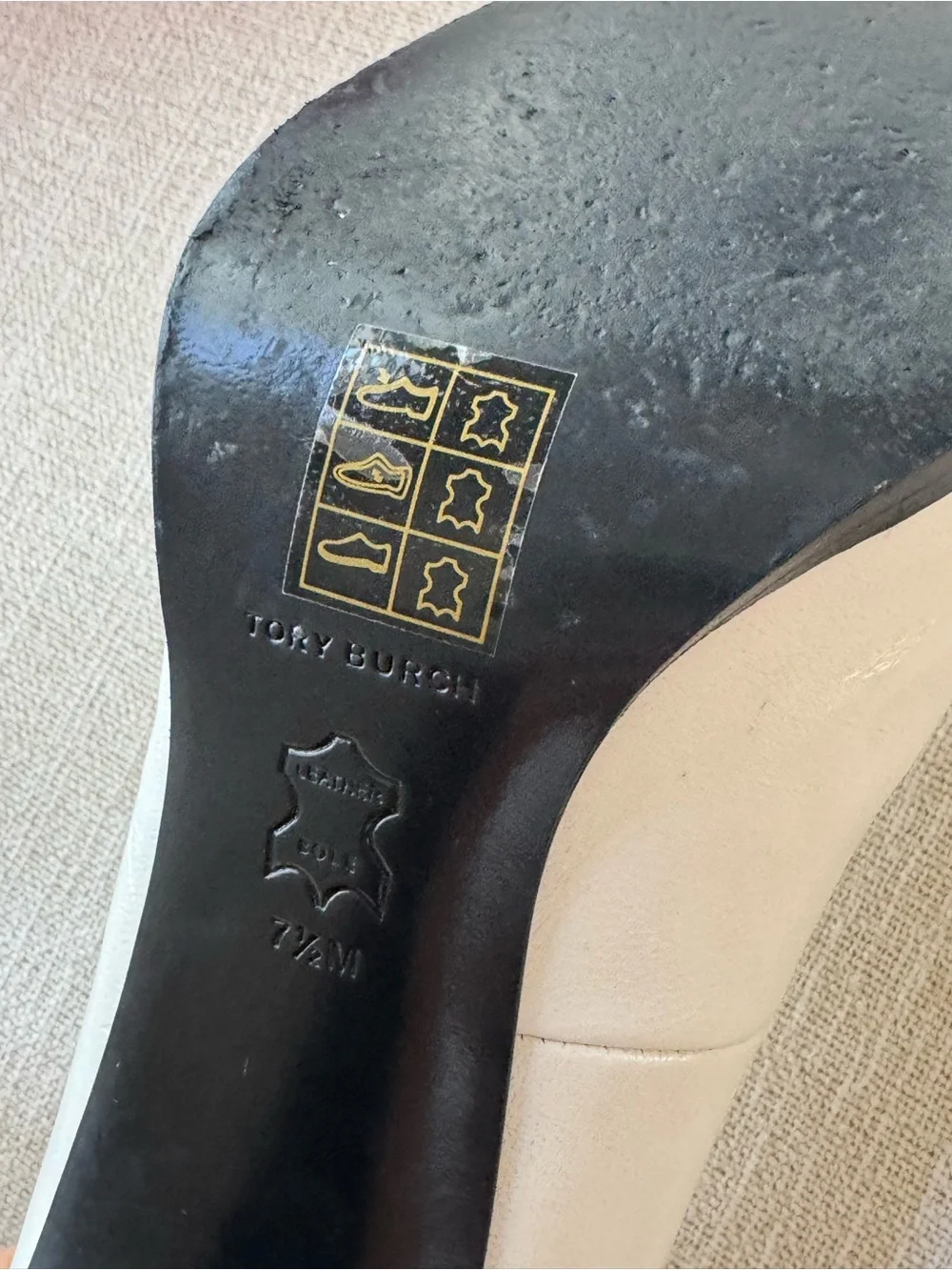 🤍 Tory Burch White Pointed-Toe Pumps Black Heel Size 7.5